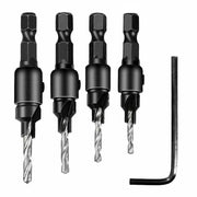 4PCS Screw Countersink Bit Set Pilot Holre Drill Metal Plastic Wood Hex Shank - Gold V528-BITSET-4PCS-GOLD-683801