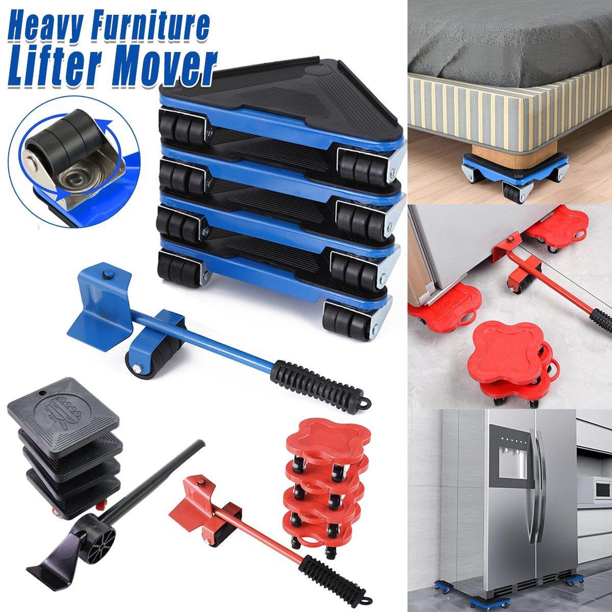 Heavy Duty Moving Tool Set Easy Move Five Piece Furniture Lifter Kit for Home - Red V528-BJSQ-HD-562597
