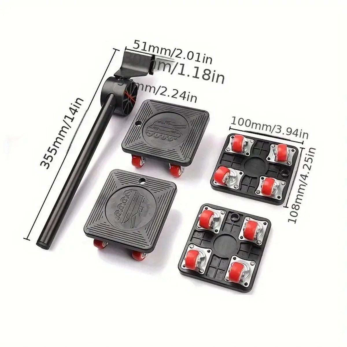Heavy Duty Moving Tool Set Easy Move Five Piece Furniture Lifter Kit for Home - Red V528-BJSQ-HD-562597
