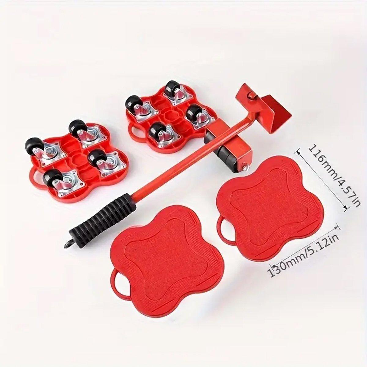 Heavy Duty Moving Tool Set Easy Move Five Piece Furniture Lifter Kit for Home - Red V528-BJSQ-HD-562597