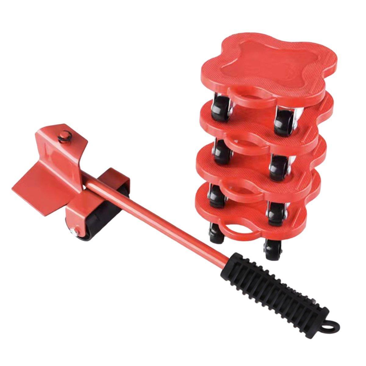 Heavy Duty Moving Tool Set Easy Move Five Piece Furniture Lifter Kit for Home - Red V528-BJSQ-HD-562597