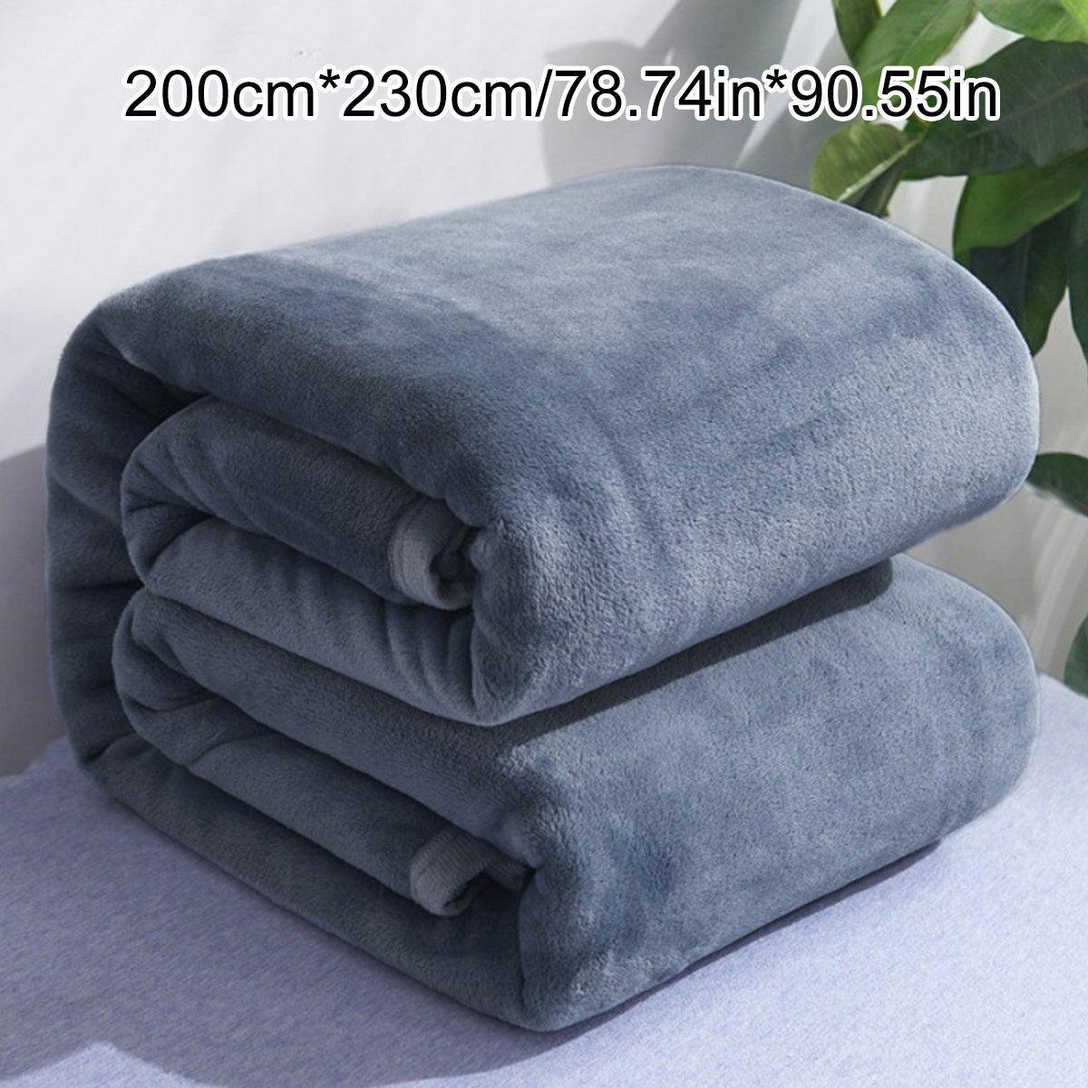 Soft Winter Flannel Blanket for Office Home Lunch Break Warm Cozy Throw Blanket - Grey Blue V528-BL-GREY-BLUE-200-230-698354