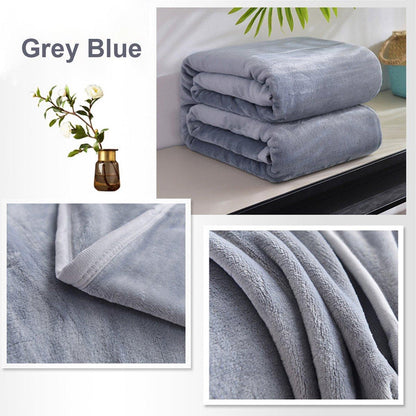 Soft Winter Flannel Blanket for Office Home Lunch Break Warm Cozy Throw Blanket - Grey Blue V528-BL-GREY-BLUE-200-230-698354