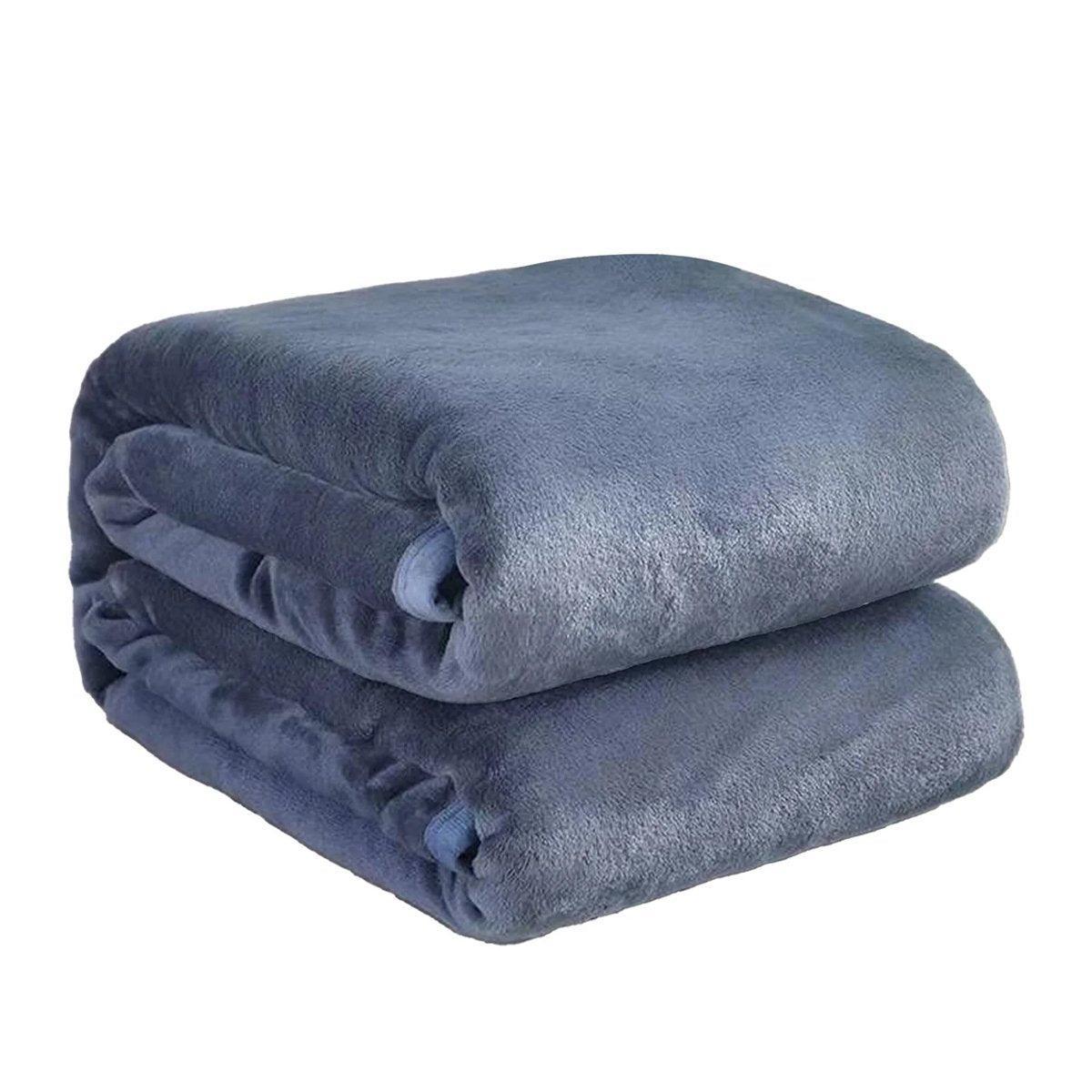 Soft Winter Flannel Blanket for Office Home Lunch Break Warm Cozy Throw Blanket - Grey Blue V528-BL-GREY-BLUE-200-230-698354
