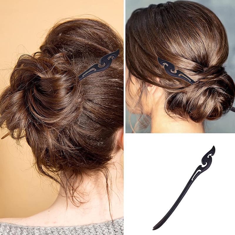 Retro Wooden Carved Hair Sticks Women Hairpin Barrette Chopsticks Accessories - H V528-BL-H37470