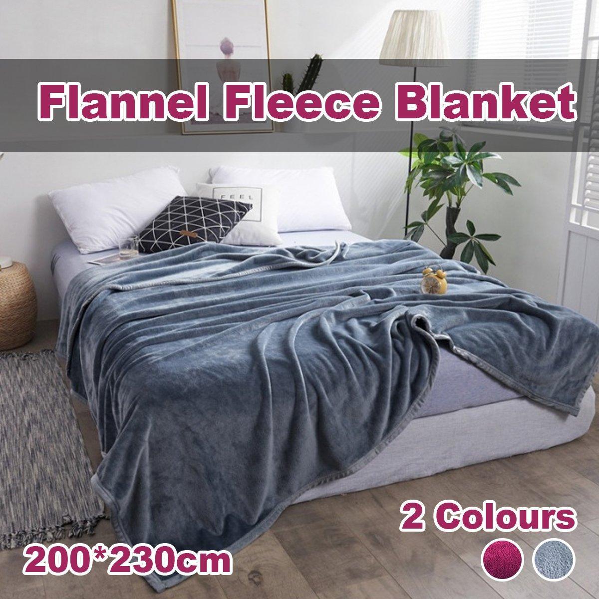 Soft Winter Flannel Blanket for Office Home Lunch Break Warm Cozy Throw Blanket - Wine Red V528-BL-WINE-RED-200-230-635475