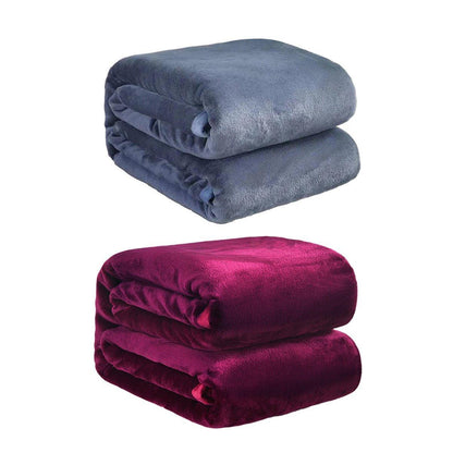 Soft Winter Flannel Blanket for Office Home Lunch Break Warm Cozy Throw Blanket - Wine Red V528-BL-WINE-RED-200-230-635475