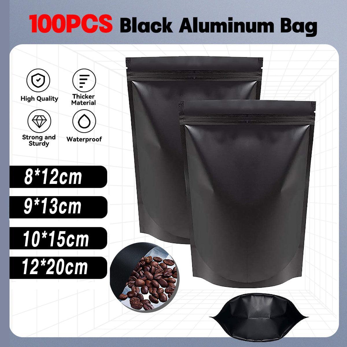 100PCS Black Aluminum Bag Mylar Foil Pouch Heat Sealer Food Storage Package Bags - 10x15cm V528-BLACKBAG-100PCS-10X15-958960