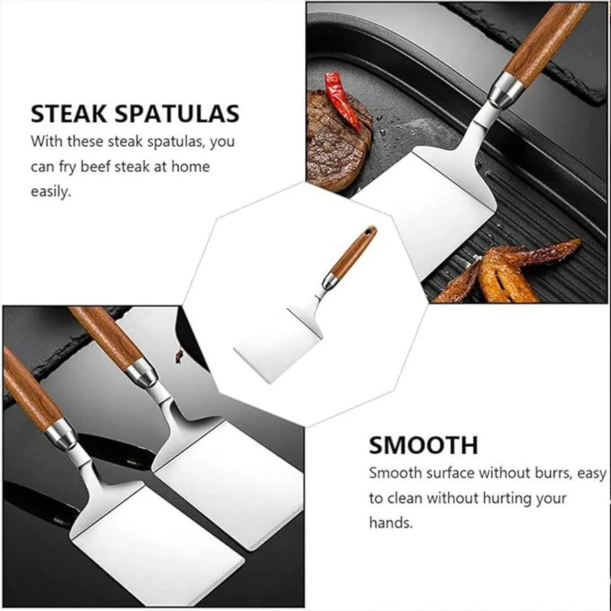 Stainless Steel Cooking Shovel Teppanyaki Spatula Pancake Steak Flipper Tool V528-BLADE-285MM-197654