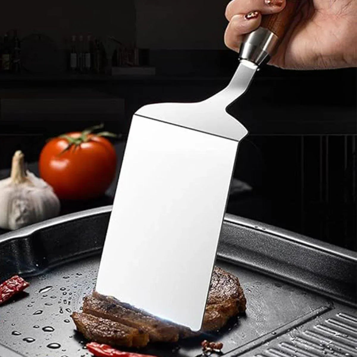 Stainless Steel Cooking Shovel Teppanyaki Spatula Pancake Steak Flipper Tool V528-BLADE-285MM-197654