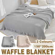 Waffle Sofa Blanket Thin Lightweight Throw Soft Cover Couch Bed Living Room Use - Beige V528-BLANKET-BEIGE-150-200-674026