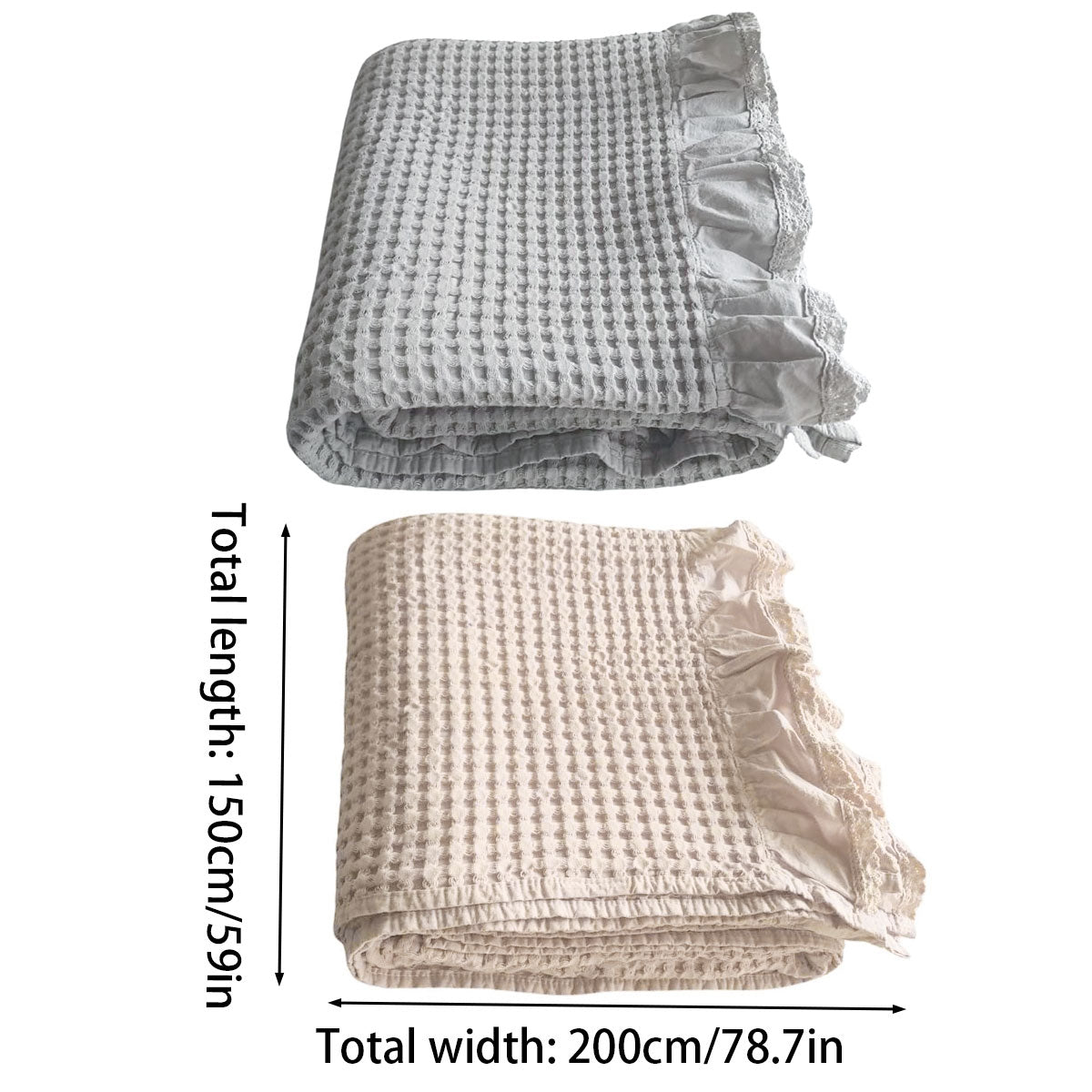 Waffle Sofa Blanket Thin Lightweight Throw Soft Cover Couch Bed Living Room Use - Beige V528-BLANKET-BEIGE-150-200-674026