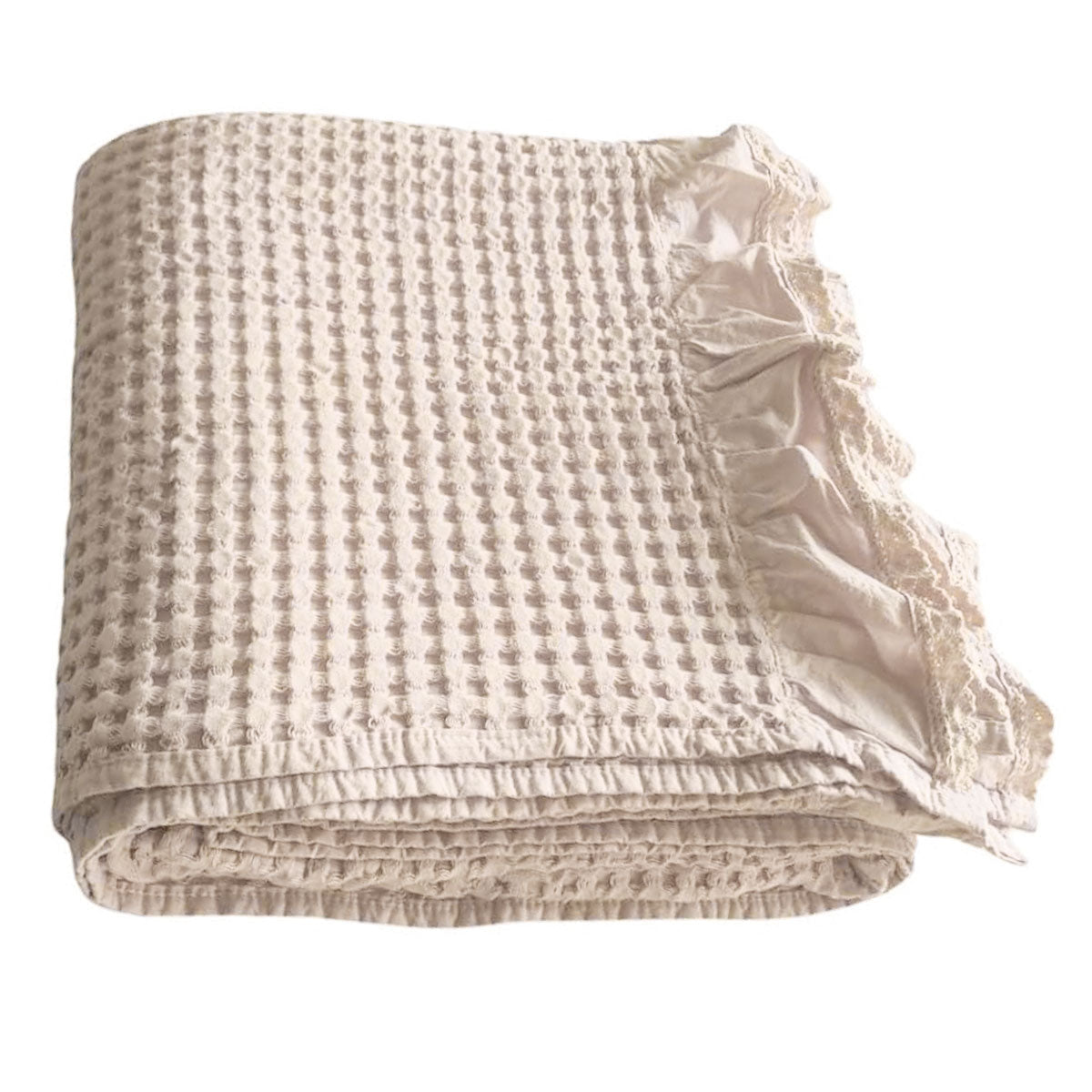 Waffle Sofa Blanket Thin Lightweight Throw Soft Cover Couch Bed Living Room Use - Beige V528-BLANKET-BEIGE-150-200-674026
