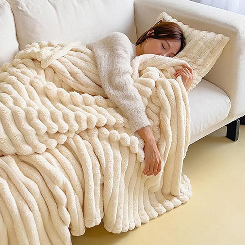 Plush Blanket Leisure Blanket Autumn Winter Warm Nap Throw Soft Cozy - Khaki-100x150cm V528-BLANKET-KHAKI-100-150-447468