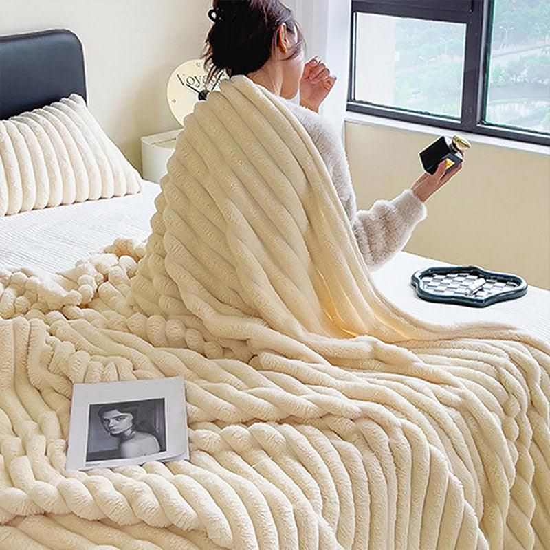Plush Blanket Leisure Blanket Autumn Winter Warm Nap Throw Soft Cozy - Khaki-100x150cm V528-BLANKET-KHAKI-100-150-447468
