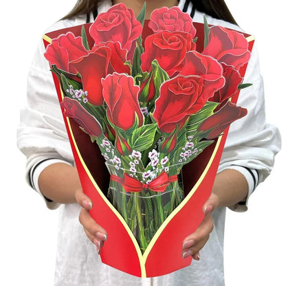 New Style 3D Pop Up Cards Paper Flower Bouquet Greeting Card for All Occasions - Blue Lily V528-BLUE-LILY-667685