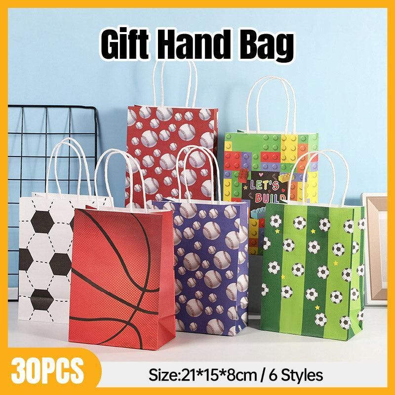 30PCS Fashion Ball Kraft Paper Gift Bag Festivals gift tote bag Party Favor Bag - Blue-Tennis-Ball-30pcs V528-BLUE-TENNIS-BALL-30PCS-988259