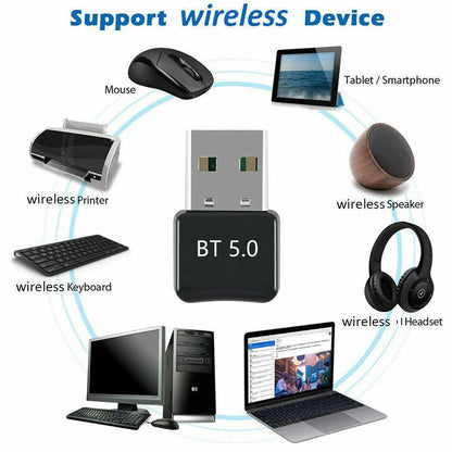 Bluetooth V5.0 Wireless USB Mini Dongle Adapter For Windows Laptop PC Universal V528-BLUETOOTH-54153