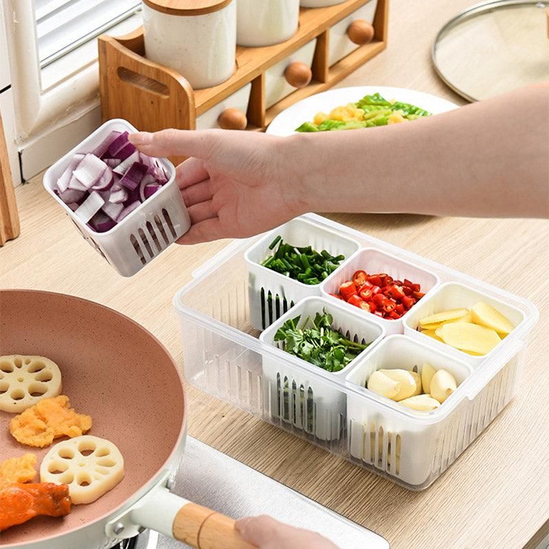 Convenient Crisper Box with Lid Storage Compartment Organizer for Vegetables V528-BNION-BOX-6-722297