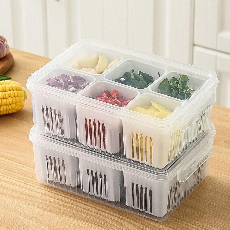 Convenient Crisper Box with Lid Storage Compartment Organizer for Vegetables V528-BNION-BOX-6-722297