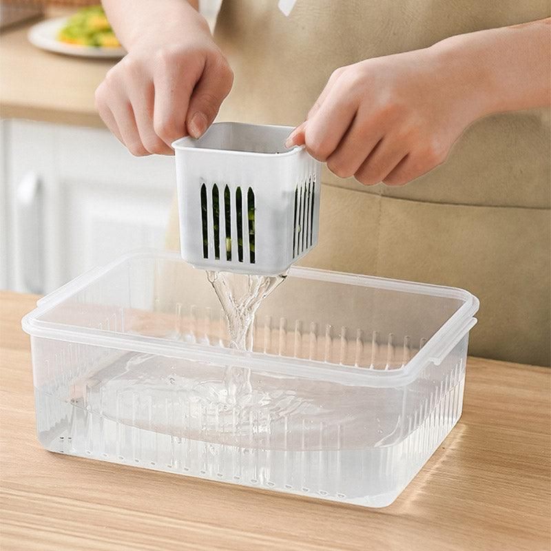Convenient Crisper Box with Lid Storage Compartment Organizer for Vegetables V528-BNION-BOX-6-722297