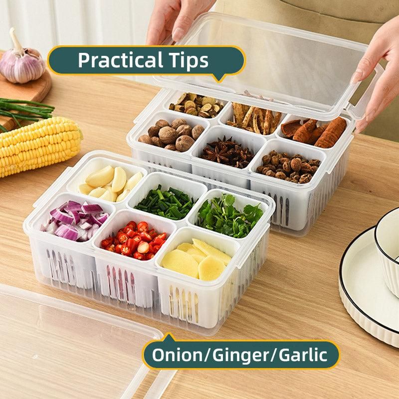 Convenient Crisper Box with Lid Storage Compartment Organizer for Vegetables V528-BNION-BOX-6-722297