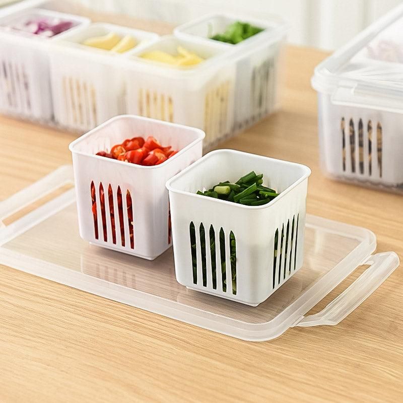 Convenient Crisper Box with Lid Storage Compartment Organizer for Vegetables V528-BNION-BOX-6-722297