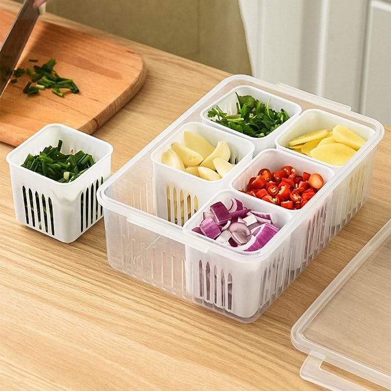 Convenient Crisper Box with Lid Storage Compartment Organizer for Vegetables V528-BNION-BOX-6-722297