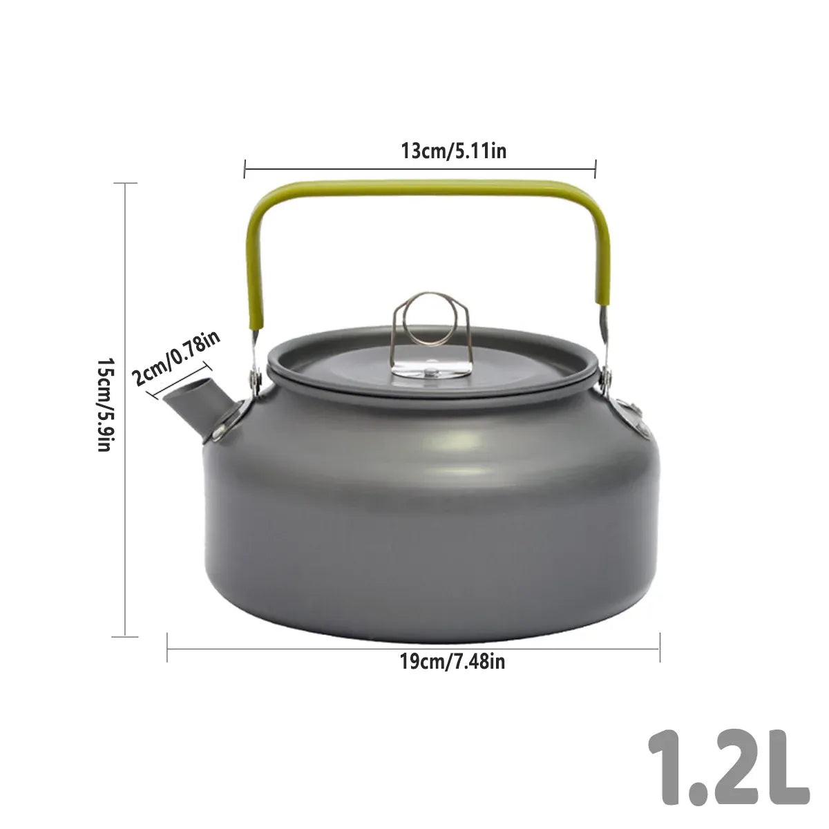 1.2L Outdoor Teapot Camping Hiking Portable Aluminum Kettle Coffee Pot Travel V528-BOIL-A-KETTLE-GREEN-664699