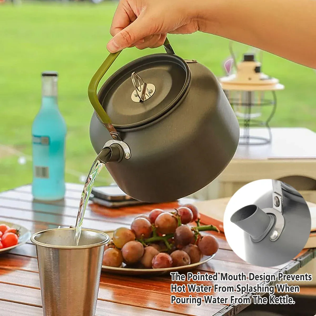 1.2L Outdoor Teapot Camping Hiking Portable Aluminum Kettle Coffee Pot Travel V528-BOIL-A-KETTLE-GREEN-664699