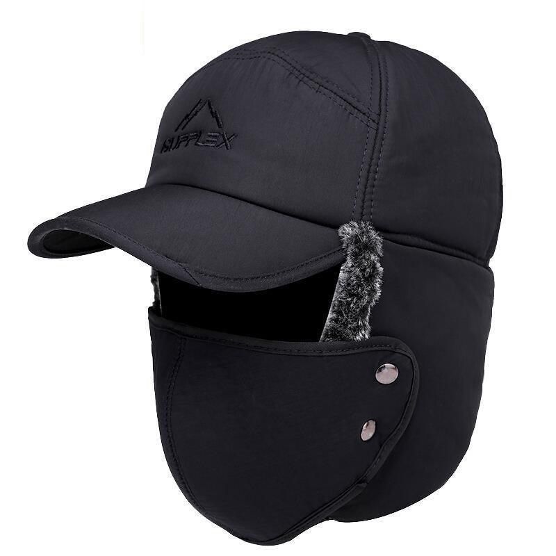 Winter 3 In 1 Thermal Fur Lined Trapper Bomber Hat With Ear Flap Face Mask Cap V528-BOMBERHAT-416987