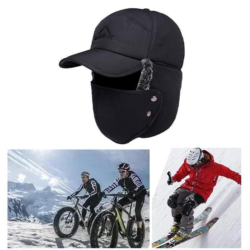 Winter 3 In 1 Thermal Fur Lined Trapper Bomber Hat With Ear Flap Face Mask Cap V528-BOMBERHAT-416987