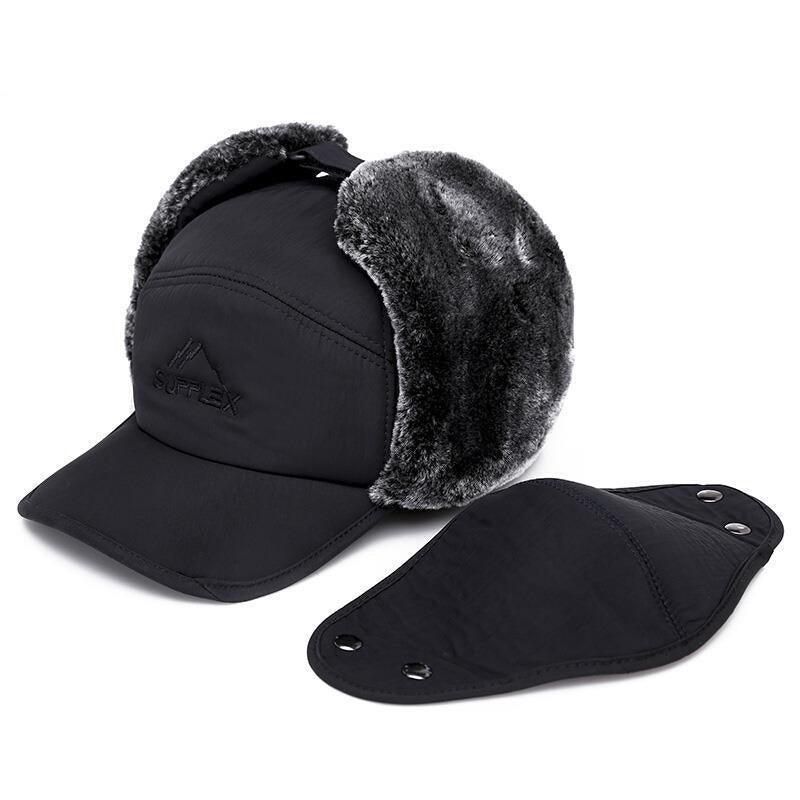 Winter 3 In 1 Thermal Fur Lined Trapper Bomber Hat With Ear Flap Face Mask Cap V528-BOMBERHAT-416987
