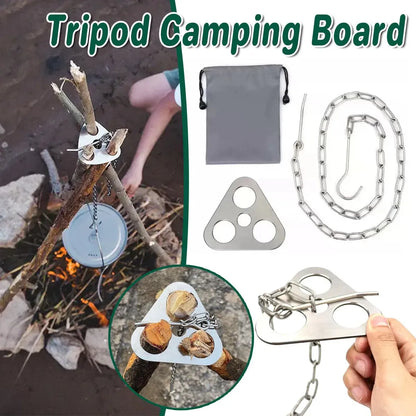 Outdoor Bonfire Rack Hanging Pot Picnic Fire Stand Stainless Steel Portable Foldable Tripod V528-BONFIRE-STAND-SILVER-196954