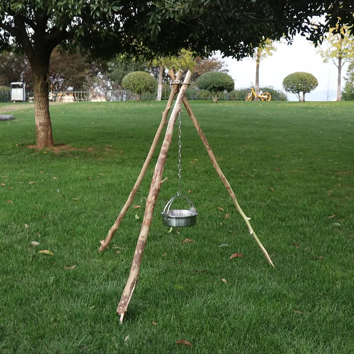 Outdoor Bonfire Rack Hanging Pot Picnic Fire Stand Stainless Steel Portable Foldable Tripod V528-BONFIRE-STAND-SILVER-196954