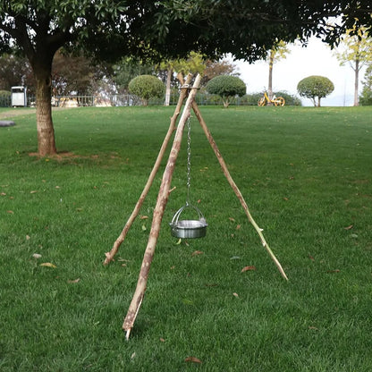 Outdoor Bonfire Rack Hanging Pot Picnic Fire Stand Stainless Steel Portable Foldable Tripod V528-BONFIRE-STAND-SILVER-196954