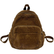 Schoolbag Corduroy Shoulder Bag Simple Mini Backpack for Daily Casual Use V528-BOOK-BAG-COFFEE-698051