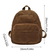 Schoolbag Corduroy Shoulder Bag Simple Mini Backpack for Daily Casual Use V528-BOOK-BAG-COFFEE-698051