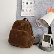 Schoolbag Corduroy Shoulder Bag Simple Mini Backpack for Daily Casual Use V528-BOOK-BAG-COFFEE-698051