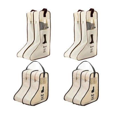 4PCS Beige Travel Shoe Bag Home Boot Storage Visual Dustproof Long Short Covers V528-BOOT-POCKET-BEIGE-4PCS-286330