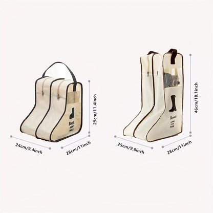 4PCS Beige Travel Shoe Bag Home Boot Storage Visual Dustproof Long Short Covers V528-BOOT-POCKET-BEIGE-4PCS-286330