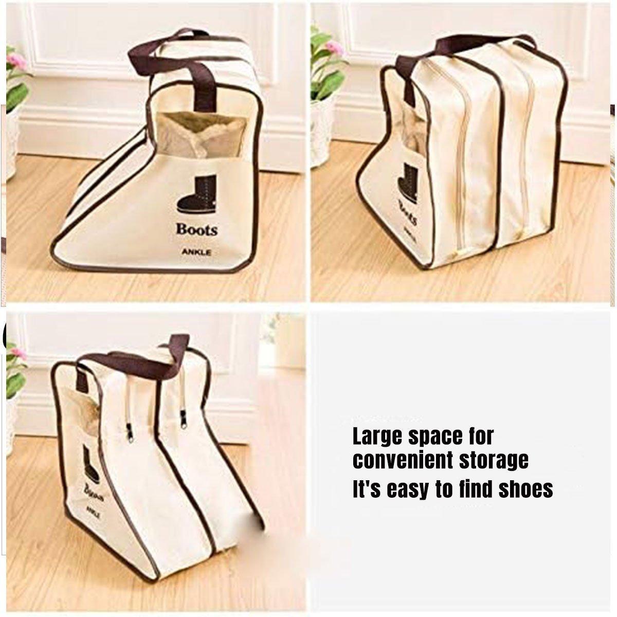 4PCS Beige Travel Shoe Bag Home Boot Storage Visual Dustproof Long Short Covers V528-BOOT-POCKET-BEIGE-4PCS-286330