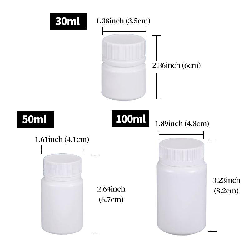 100pcs White Plastic Capsule Bottle Small Medicine Granule Packaging Container - 50ml V528-BOTTLE-100PCS-50ML-542858