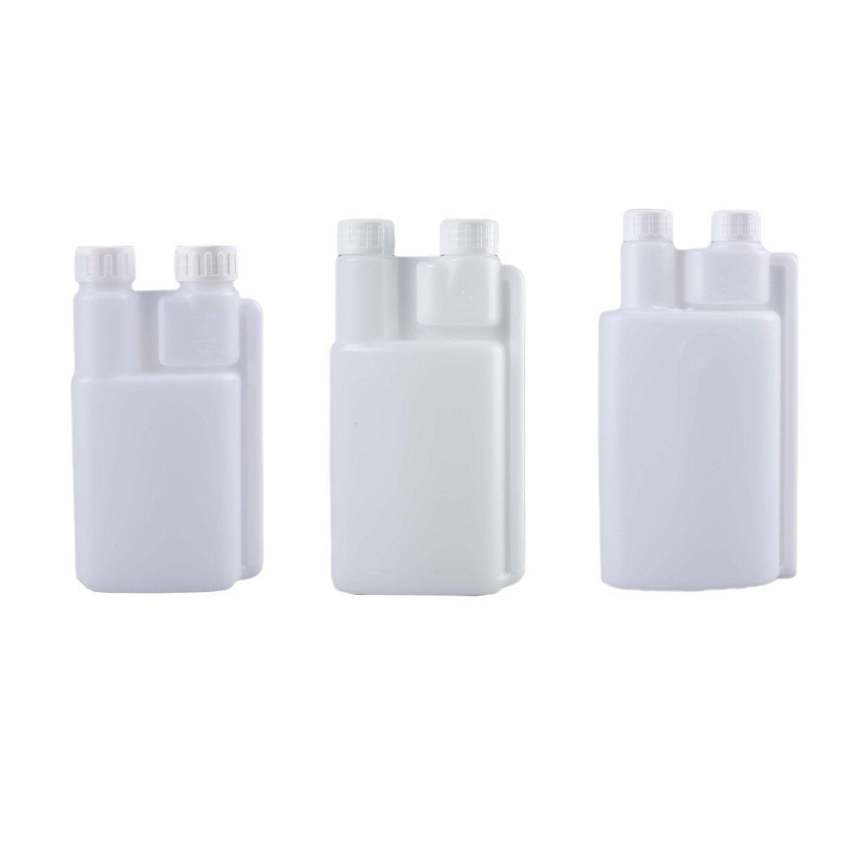 250-1000ml Plastic Twin Chamber Bottle with Tamper Evident Cap for Chemical Liquids - 10Pcs 1000ml