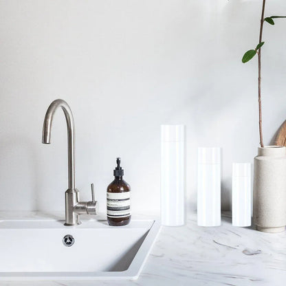 50/100/150ml Plastic Toner Lotion Bottles Refillable Travel Cosmetic Containers - White Lid + White Bottle - V528-BOTTLE-10PCS-100ML-LBP-WHITE-832594
