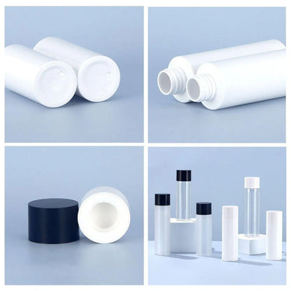 50/100/150ml Plastic Toner Lotion Bottles Refillable Travel Cosmetic Containers - Black Lid + White Bottle - V528-BOTTLE-10PCS-150ML-LBP-BLACK-227814