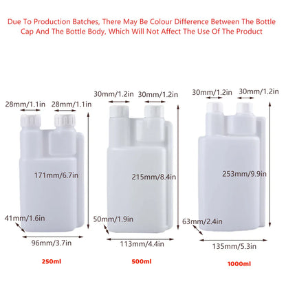 250-1000ml Plastic Twin Chamber Bottle with Tamper Evident Cap for Chemical Liquids - 10Pcs 500ml V528-BOTTLE-10PCS-500ML-331091