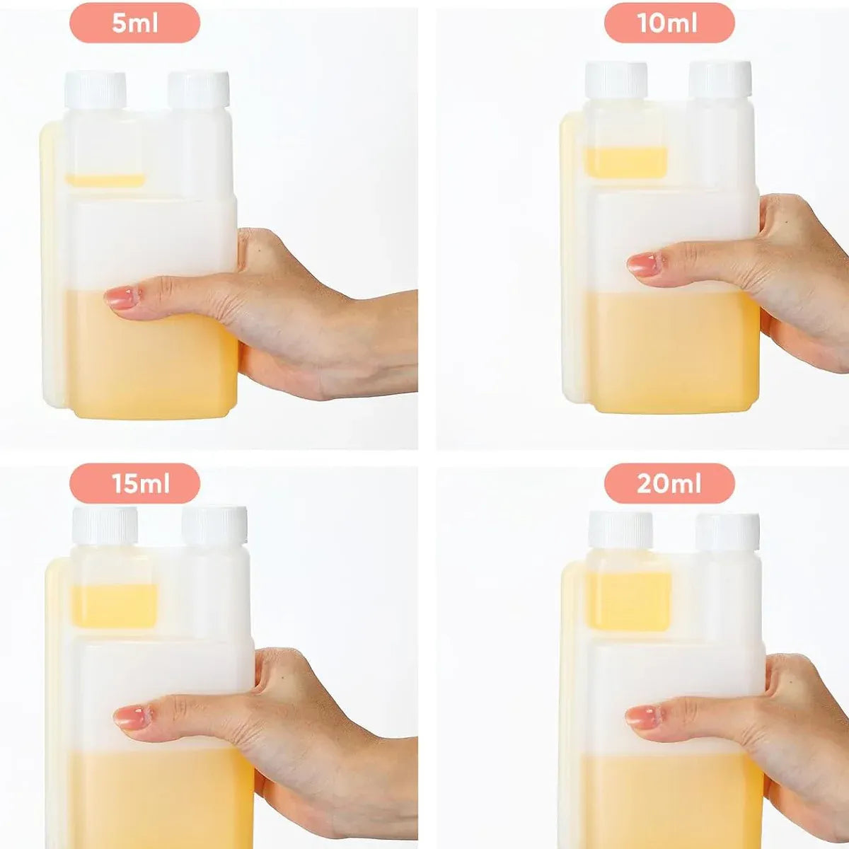 250-1000ml Plastic Twin Chamber Bottle with Tamper Evident Cap for Chemical Liquids - 10Pcs 500ml