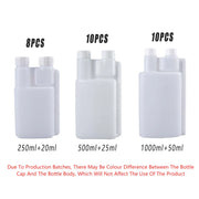 250-1000ml Plastic Twin Chamber Bottle with Tamper Evident Cap for Chemical Liquids - 10Pcs 500ml