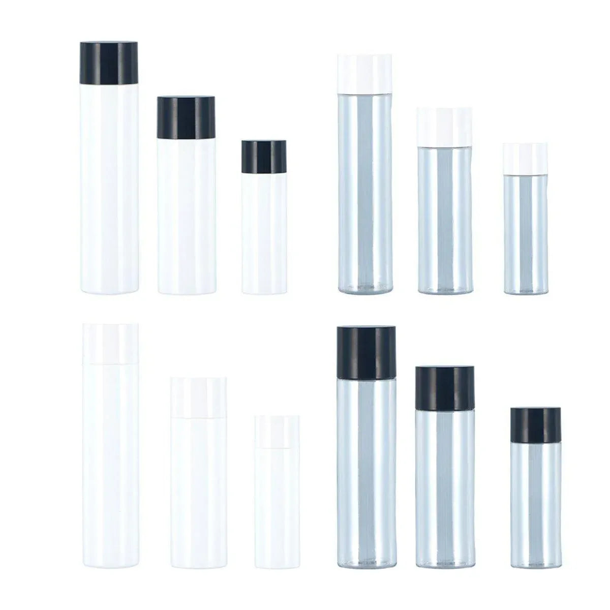50/100/150ml Plastic Toner Lotion Bottles Refillable Travel Cosmetic Containers - Black Lid + White Bottle - V528-BOTTLE-10PCS-50ML-LBP-BLACK-277490